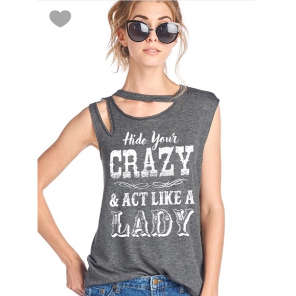 Charcoal Gray Graphic Tank Shirt - Picture 2 of 5